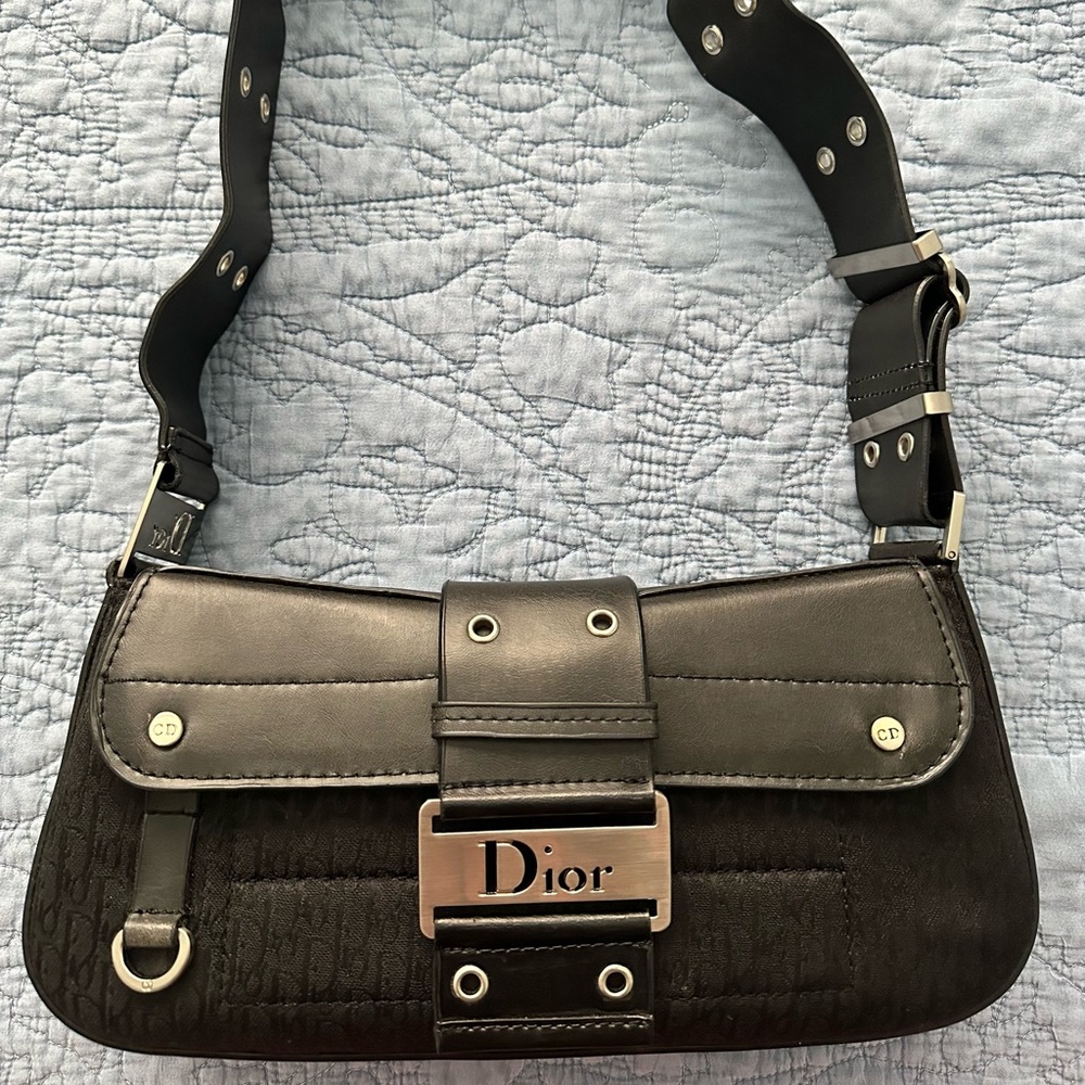 Dior Black Shoulder Bag with Silver Accents